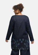 'Nila' Tunika – Dark Denim, Laserdruck
